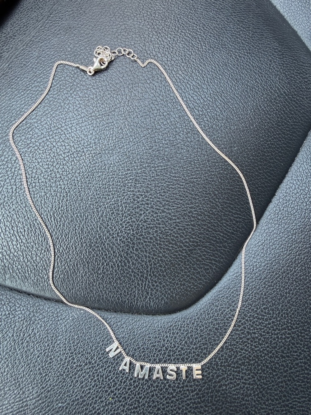 Silver NAMASTE Letter Necklace - Feminine Everyday Pendant